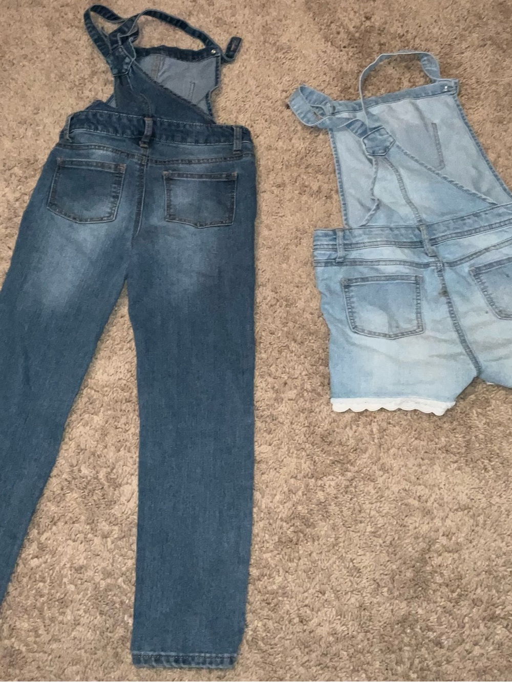 Women's Denim Overalls - Dark Blue and Light Blue